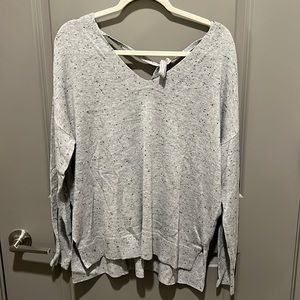 Grey Knit Sweater with Bow Detail